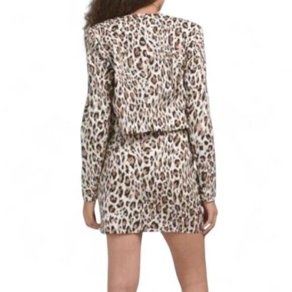 Avec Les Filles Leopard Print Mini Dress Jacket 2pc Set Sz 12 NWT Party Chic - Picture 8 of 13